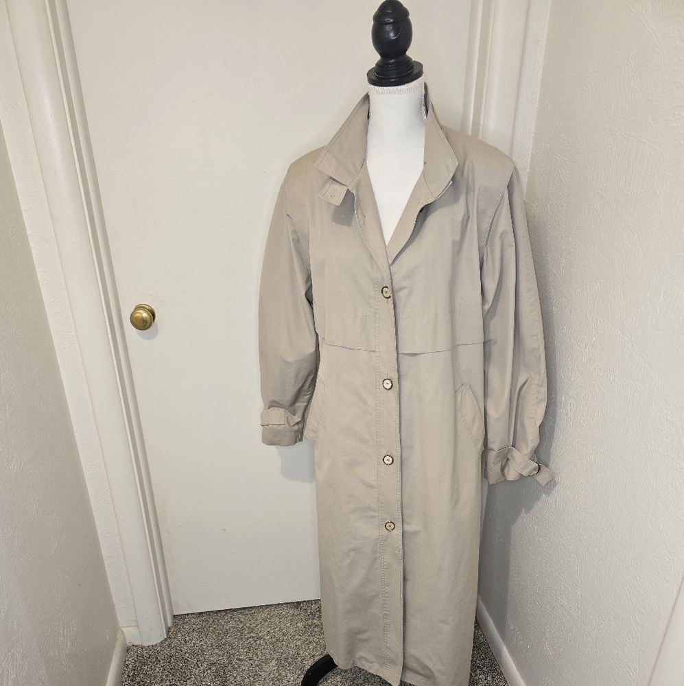 London Fog Fully Lined 3M Thinsulate Cream Trench Jacket Wamsutta Coat Women's